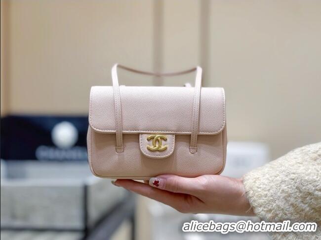 Pretty Style Chanel Grained Shiny Calfskin Clutch with Leather Strap AP5068 Light Pink 2026 Top Quality