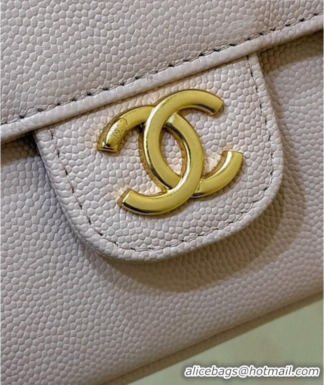 Pretty Style Chanel Grained Shiny Calfskin Clutch with Leather Strap AP5068 Light Pink 2026 Top Quality
