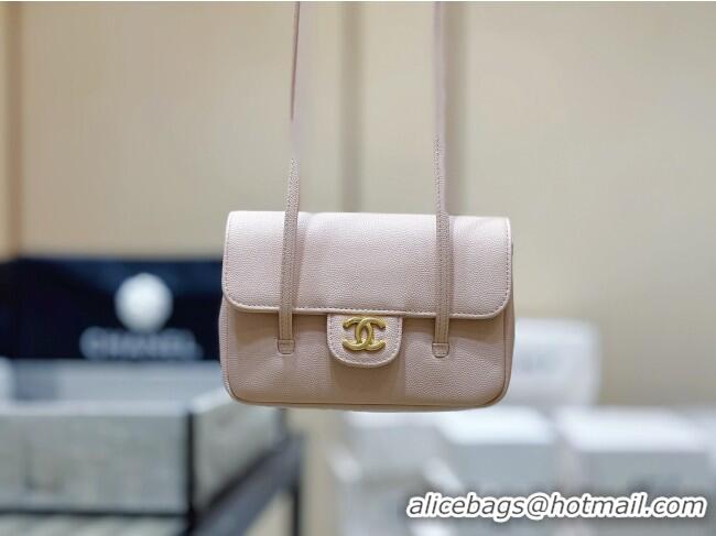Pretty Style Chanel Grained Shiny Calfskin Clutch with Leather Strap AP5068 Light Pink 2026 Top Quality