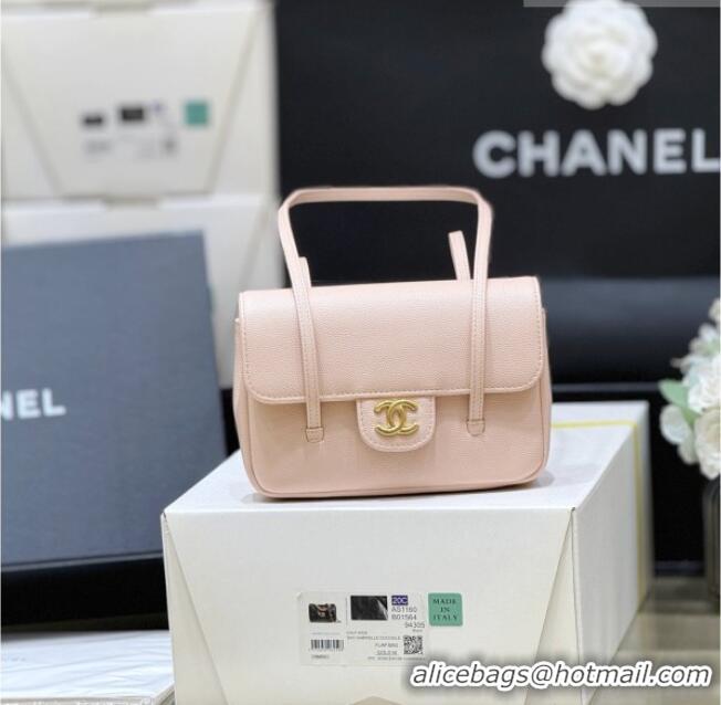 Pretty Style Chanel Grained Shiny Calfskin Clutch with Leather Strap AP5068 Light Pink 2026 Top Quality