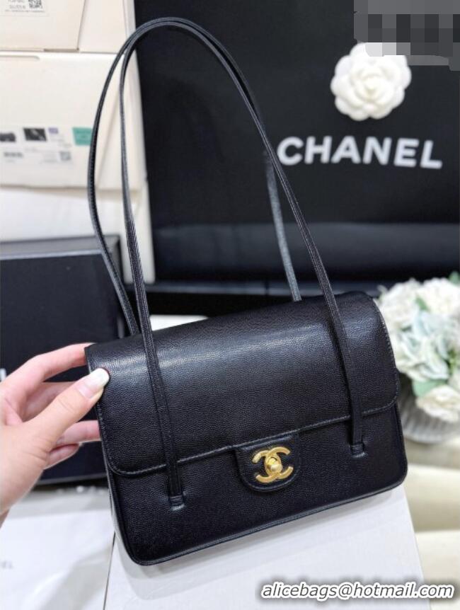 New Design Chanel Small Flap Bag in Grained Shiny Calfskin AS6130 Black Spring-Summer 2026 Top Quality