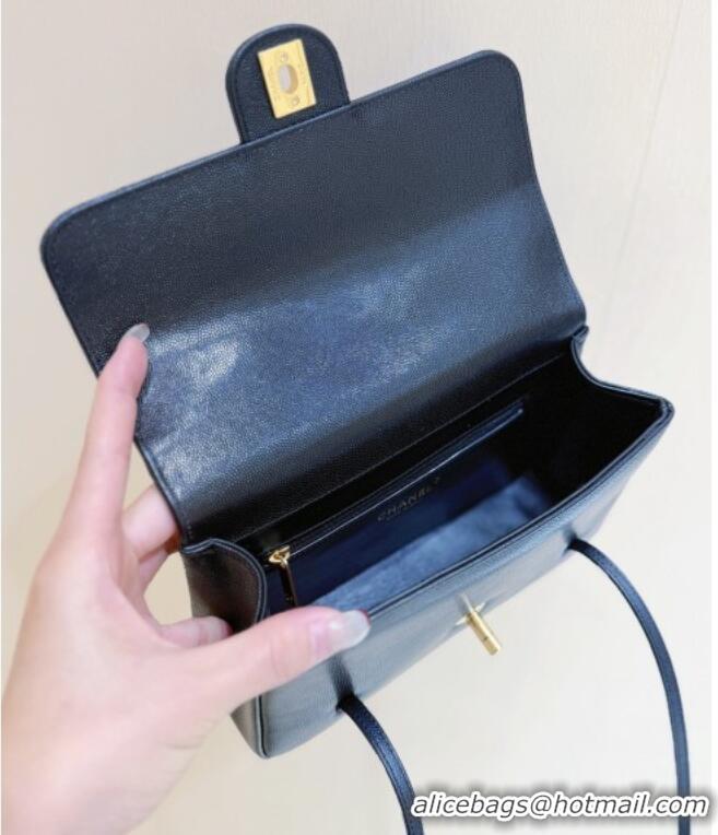 New Design Chanel Small Flap Bag in Grained Shiny Calfskin AS6130 Black Spring-Summer 2026 Top Quality