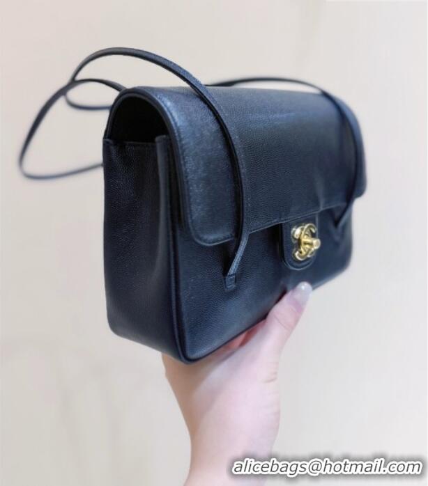 New Design Chanel Small Flap Bag in Grained Shiny Calfskin AS6130 Black Spring-Summer 2026 Top Quality