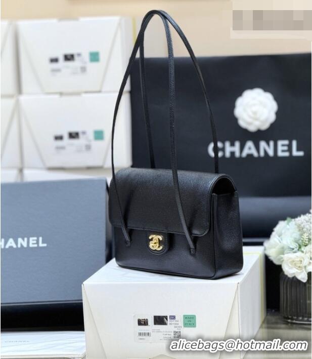 New Design Chanel Small Flap Bag in Grained Shiny Calfskin AS6130 Black Spring-Summer 2026 Top Quality