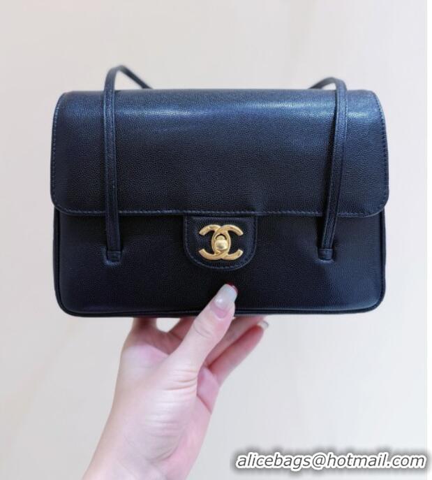 New Design Chanel Small Flap Bag in Grained Shiny Calfskin AS6130 Black Spring-Summer 2026 Top Quality