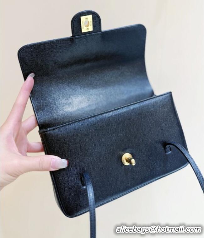 New Design Chanel Small Flap Bag in Grained Shiny Calfskin AS6130 Black Spring-Summer 2026 Top Quality