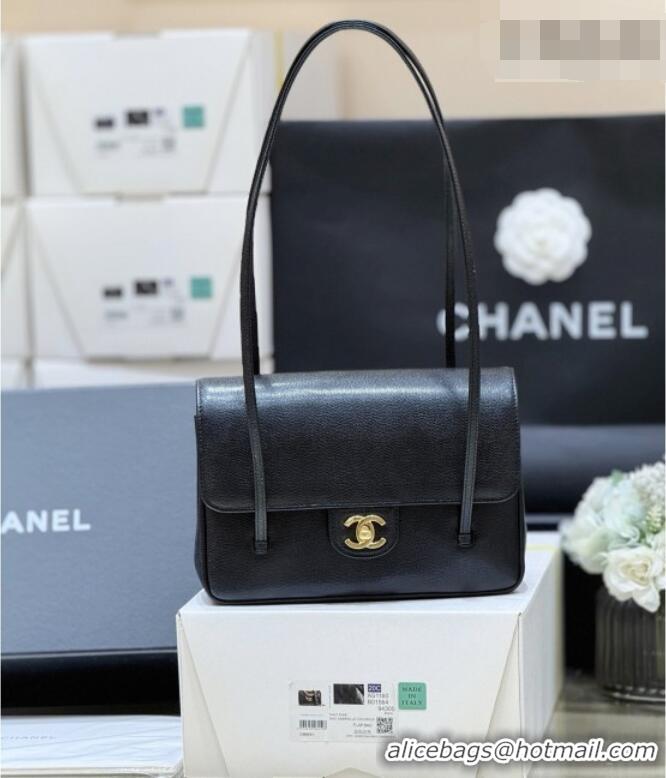 New Design Chanel Small Flap Bag in Grained Shiny Calfskin AS6130 Black Spring-Summer 2026 Top Quality
