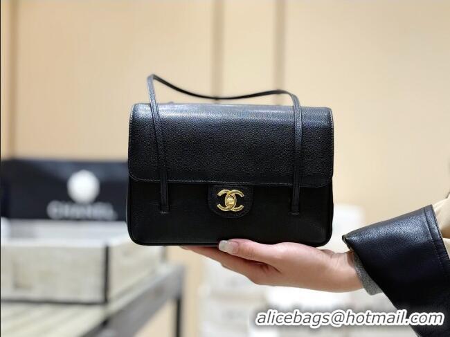 New Design Chanel Small Flap Bag in Grained Shiny Calfskin AS6130 Black Spring-Summer 2026 Top Quality