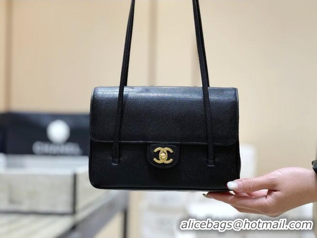 New Design Chanel Small Flap Bag in Grained Shiny Calfskin AS6130 Black Spring-Summer 2026 Top Quality