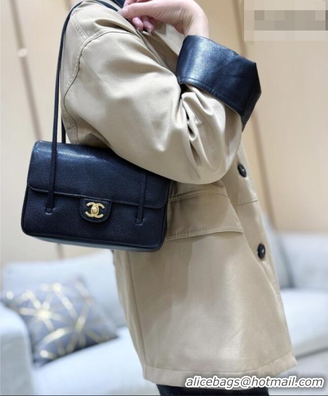 New Design Chanel Small Flap Bag in Grained Shiny Calfskin AS6130 Black Spring-Summer 2026 Top Quality
