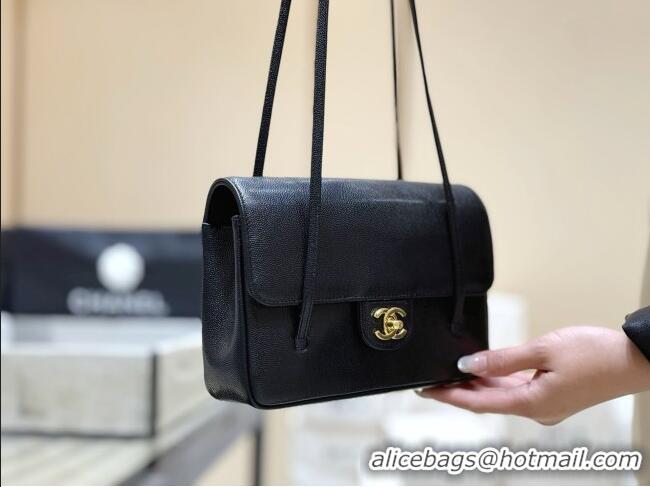 New Design Chanel Small Flap Bag in Grained Shiny Calfskin AS6130 Black Spring-Summer 2026 Top Quality