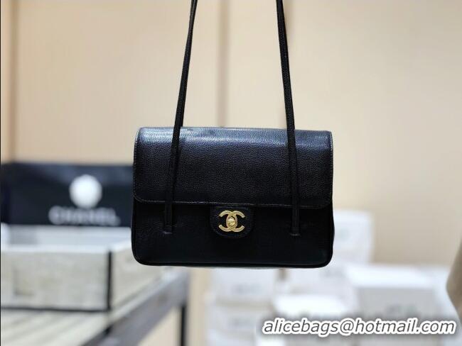 New Design Chanel Small Flap Bag in Grained Shiny Calfskin AS6130 Black Spring-Summer 2026 Top Quality