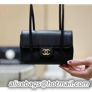 Well Crafted Chanel Grained Shiny Calfskin Clutch with Leather Strap AP5068 Black 2026 Top Quality