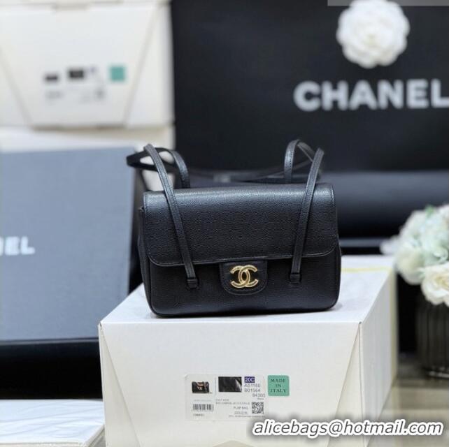 Well Crafted Chanel Grained Shiny Calfskin Clutch with Leather Strap AP5068 Black 2026 Top Quality