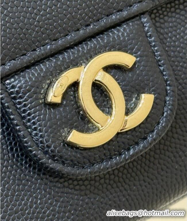 Well Crafted Chanel Grained Shiny Calfskin Clutch with Leather Strap AP5068 Black 2026 Top Quality