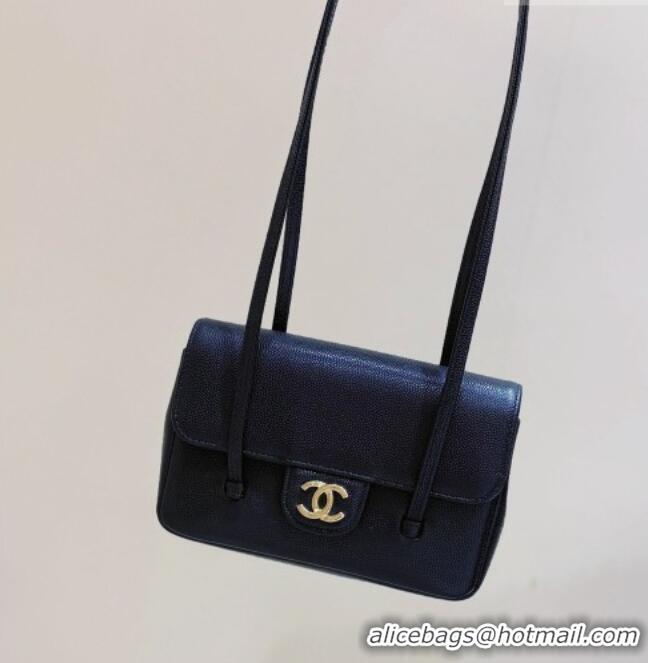 Well Crafted Chanel Grained Shiny Calfskin Clutch with Leather Strap AP5068 Black 2026 Top Quality