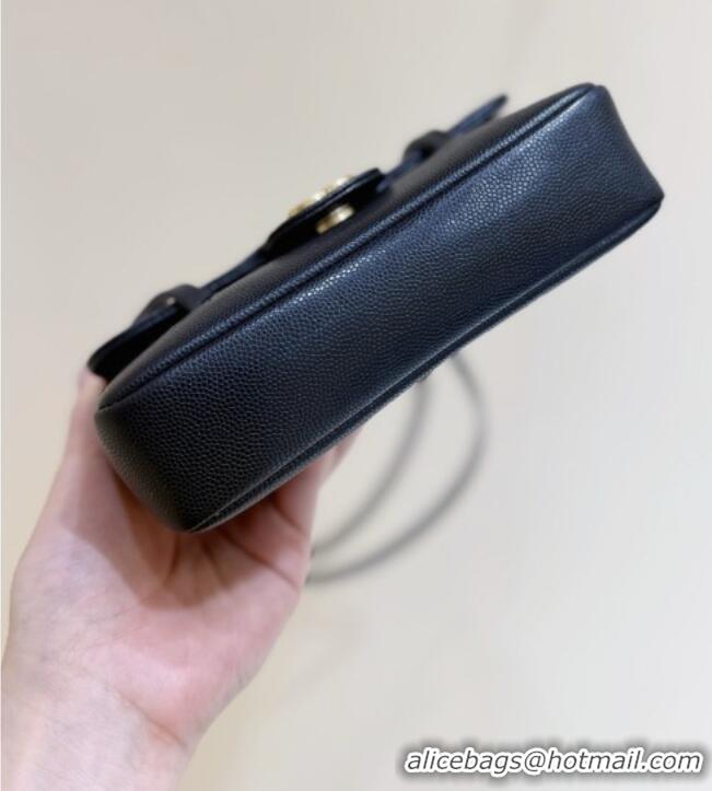 Well Crafted Chanel Grained Shiny Calfskin Clutch with Leather Strap AP5068 Black 2026 Top Quality