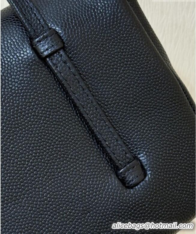 Well Crafted Chanel Grained Shiny Calfskin Clutch with Leather Strap AP5068 Black 2026 Top Quality