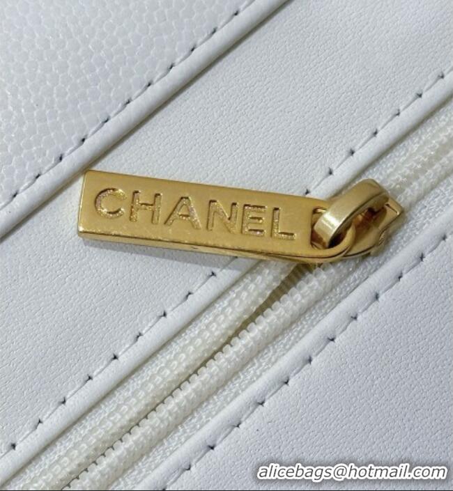 Good Taste Chanel Small Flap Bag in Grained Shiny Calfskin AS6130 White Spring-Summer 2026 Top Quality