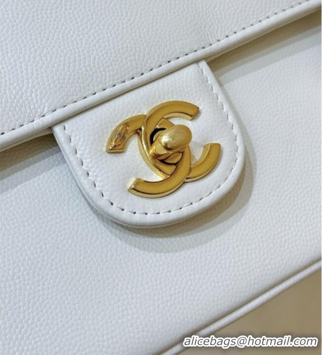 Good Taste Chanel Small Flap Bag in Grained Shiny Calfskin AS6130 White Spring-Summer 2026 Top Quality