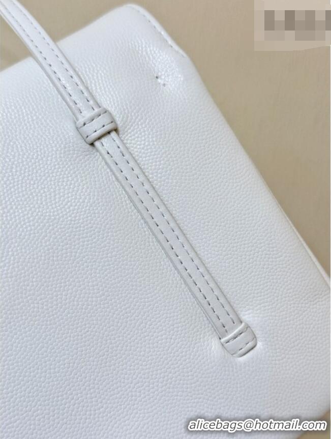 Good Taste Chanel Small Flap Bag in Grained Shiny Calfskin AS6130 White Spring-Summer 2026 Top Quality