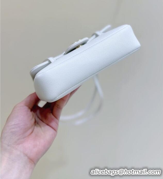 Luxury Cheap Chanel Grained Shiny Calfskin Clutch with Leather Strap AP5068 White 2026 Top Quality