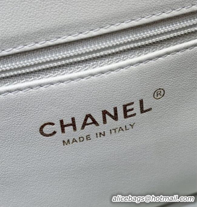 Best Price Chanel Small Flap Bag in Grained Shiny Calfskin AS6130 Light Blue Spring-Summer 2026 Top Quality
