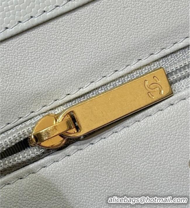 Best Price Chanel Small Flap Bag in Grained Shiny Calfskin AS6130 Light Blue Spring-Summer 2026 Top Quality