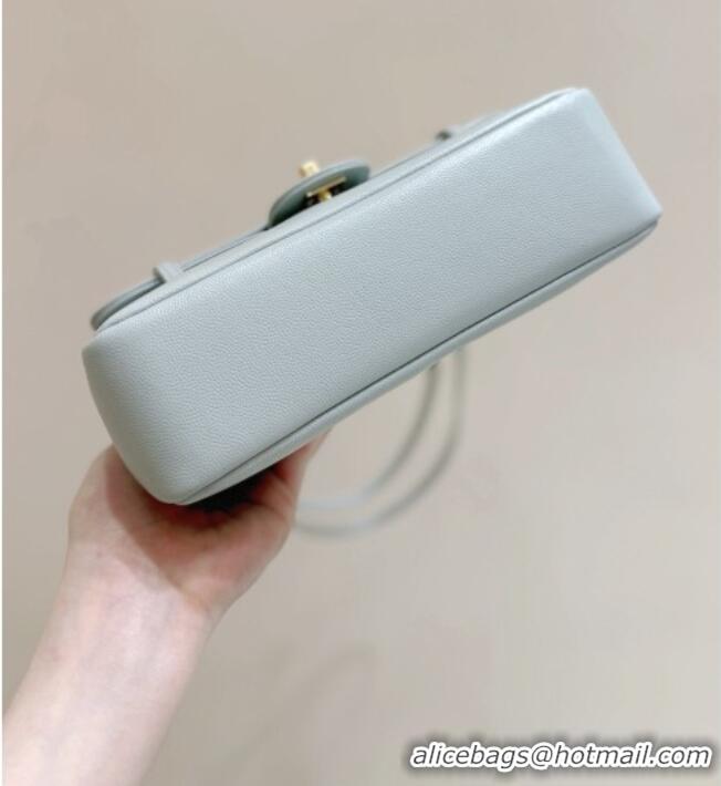 Best Price Chanel Small Flap Bag in Grained Shiny Calfskin AS6130 Light Blue Spring-Summer 2026 Top Quality