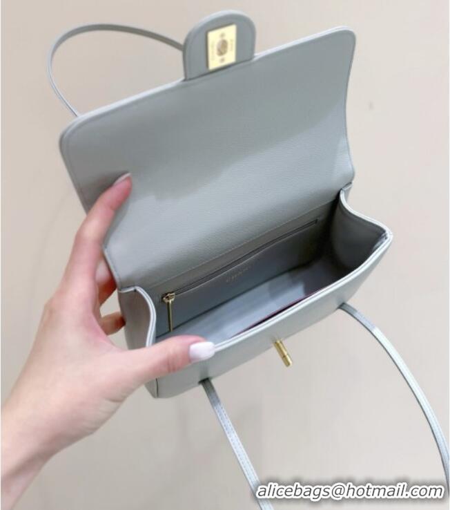 Best Price Chanel Small Flap Bag in Grained Shiny Calfskin AS6130 Light Blue Spring-Summer 2026 Top Quality