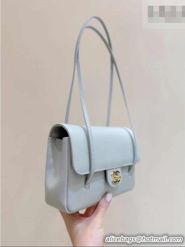Best Price Chanel Small Flap Bag in Grained Shiny Calfskin AS6130 Light Blue Spring-Summer 2026 Top Quality