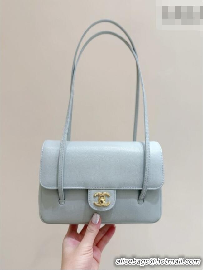 Best Price Chanel Small Flap Bag in Grained Shiny Calfskin AS6130 Light Blue Spring-Summer 2026 Top Quality