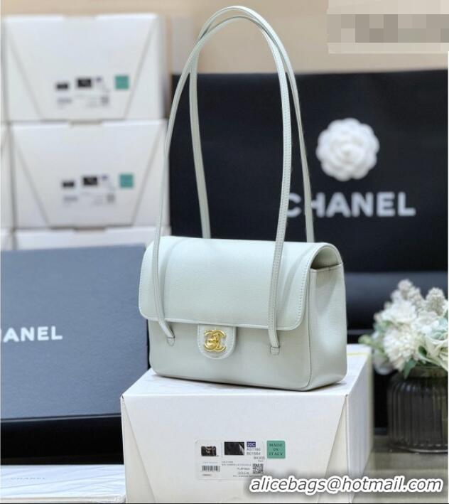 Best Price Chanel Small Flap Bag in Grained Shiny Calfskin AS6130 Light Blue Spring-Summer 2026 Top Quality