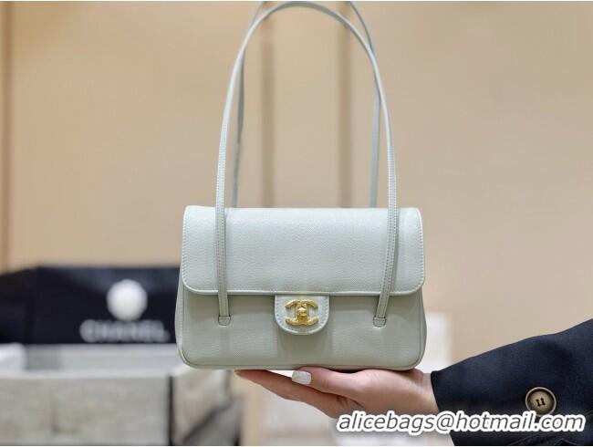 Best Price Chanel Small Flap Bag in Grained Shiny Calfskin AS6130 Light Blue Spring-Summer 2026 Top Quality