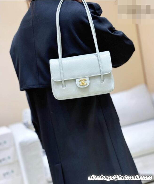 Best Price Chanel Small Flap Bag in Grained Shiny Calfskin AS6130 Light Blue Spring-Summer 2026 Top Quality