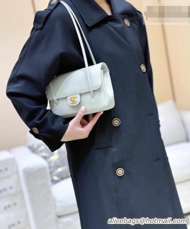 Best Price Chanel Small Flap Bag in Grained Shiny Calfskin AS6130 Light Blue Spring-Summer 2026 Top Quality