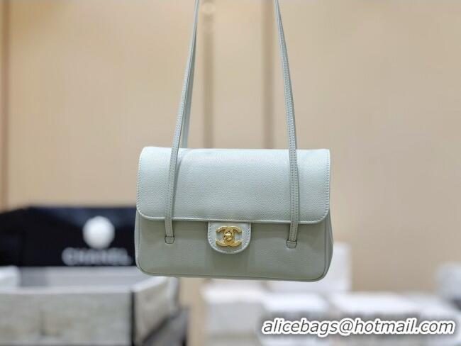 Best Price Chanel Small Flap Bag in Grained Shiny Calfskin AS6130 Light Blue Spring-Summer 2026 Top Quality