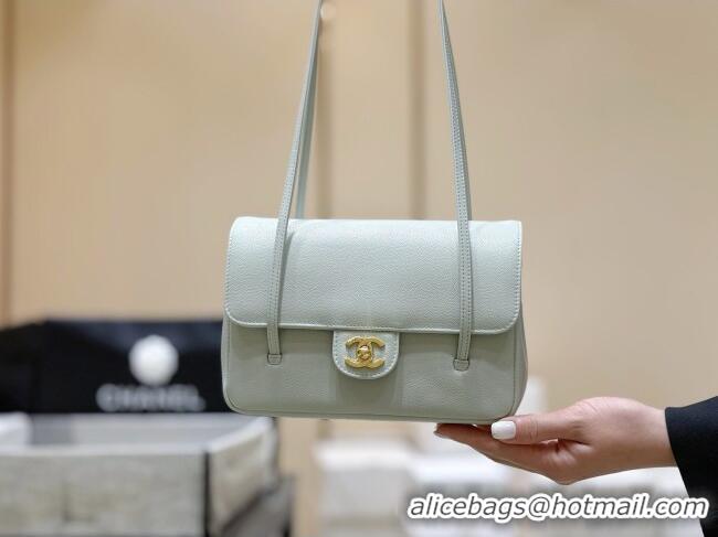 Best Price Chanel Small Flap Bag in Grained Shiny Calfskin AS6130 Light Blue Spring-Summer 2026 Top Quality