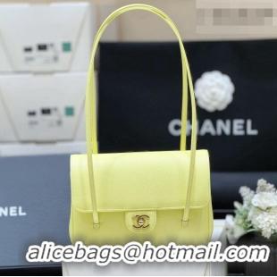 Famous Brand Chanel Small Flap Bag in Grained Shiny Calfskin AS6130 Yellow Spring-Summer 2026 Top Quality