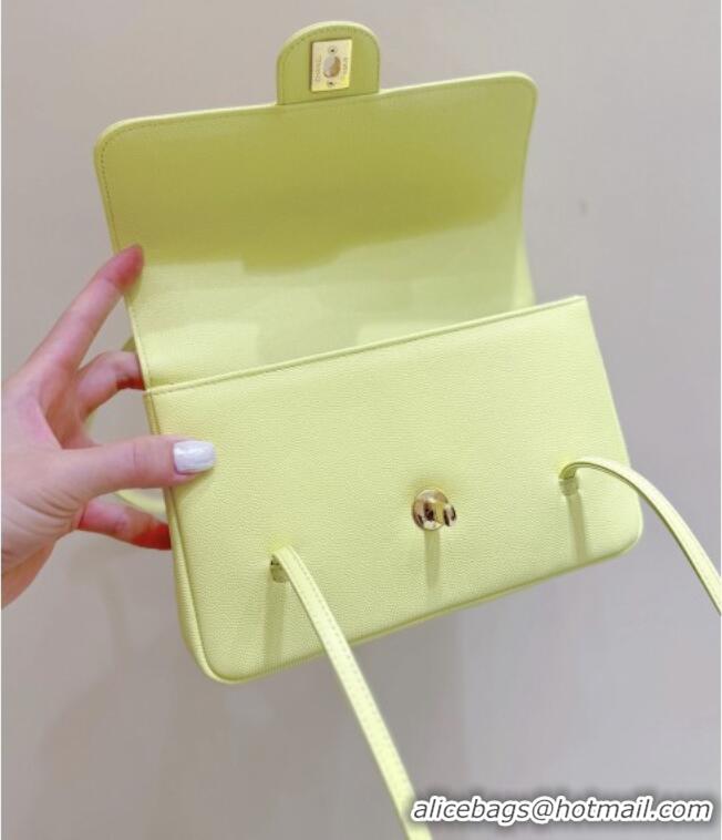 Famous Brand Chanel Small Flap Bag in Grained Shiny Calfskin AS6130 Yellow Spring-Summer 2026 Top Quality