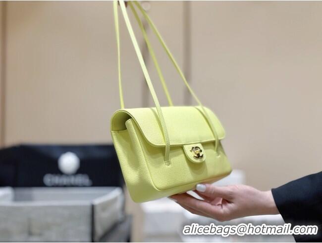Famous Brand Chanel Small Flap Bag in Grained Shiny Calfskin AS6130 Yellow Spring-Summer 2026 Top Quality