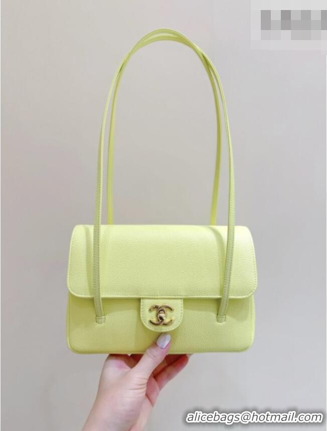 Famous Brand Chanel Small Flap Bag in Grained Shiny Calfskin AS6130 Yellow Spring-Summer 2026 Top Quality