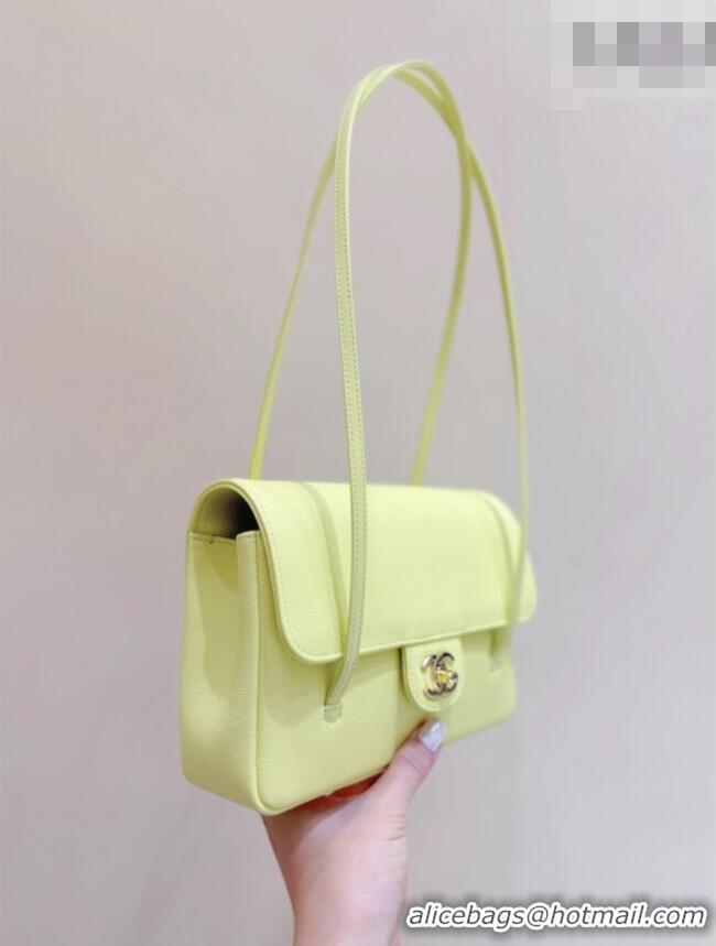 Famous Brand Chanel Small Flap Bag in Grained Shiny Calfskin AS6130 Yellow Spring-Summer 2026 Top Quality