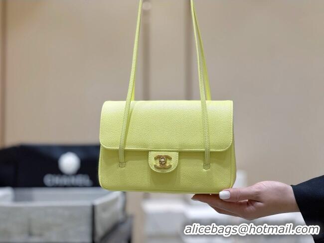 Famous Brand Chanel Small Flap Bag in Grained Shiny Calfskin AS6130 Yellow Spring-Summer 2026 Top Quality