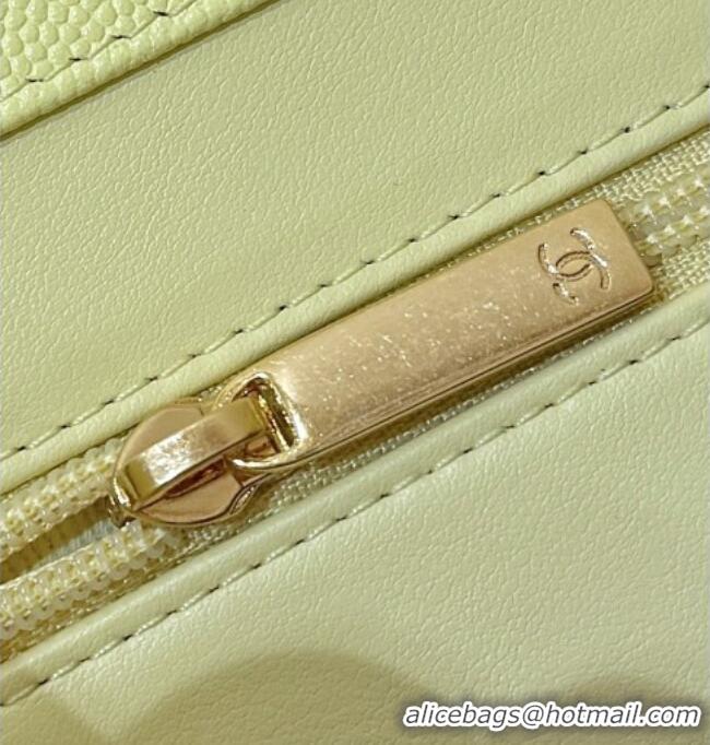 Famous Brand Chanel Small Flap Bag in Grained Shiny Calfskin AS6130 Yellow Spring-Summer 2026 Top Quality