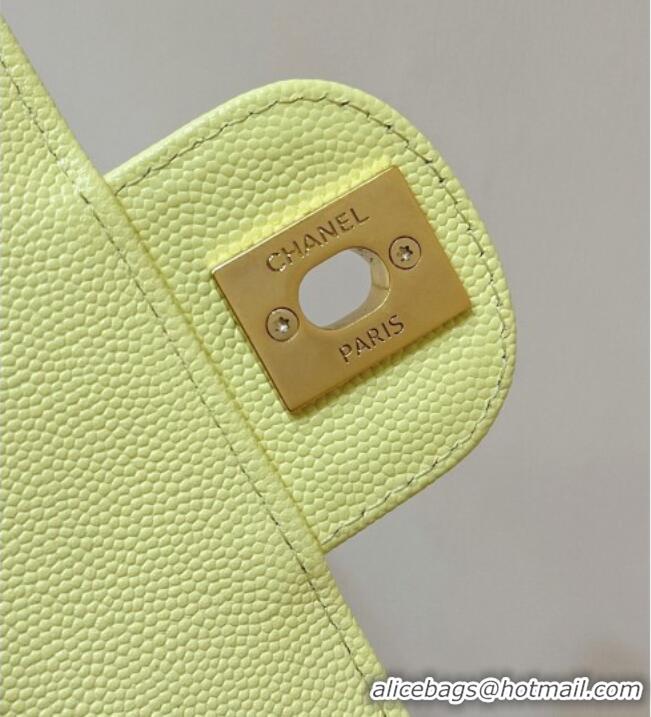 Famous Brand Chanel Small Flap Bag in Grained Shiny Calfskin AS6130 Yellow Spring-Summer 2026 Top Quality