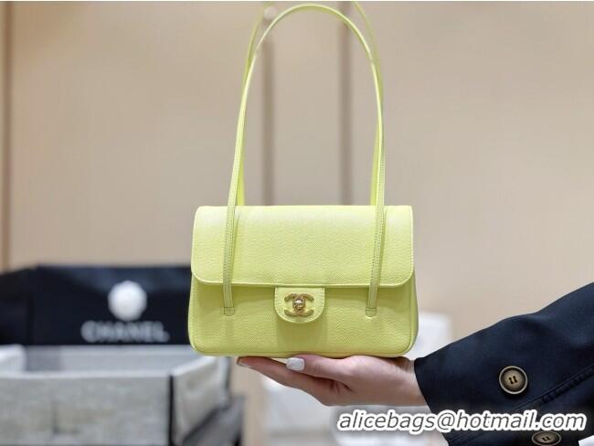 Famous Brand Chanel Small Flap Bag in Grained Shiny Calfskin AS6130 Yellow Spring-Summer 2026 Top Quality
