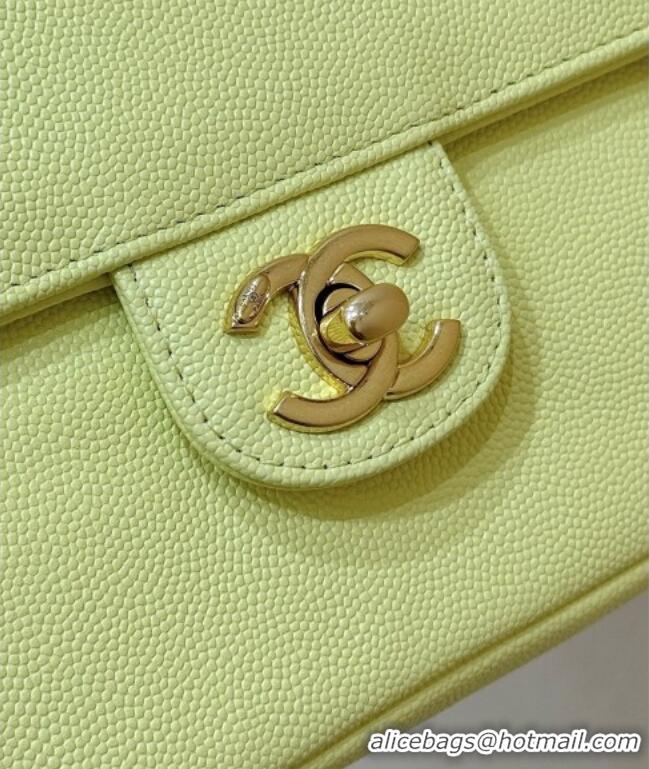 Famous Brand Chanel Small Flap Bag in Grained Shiny Calfskin AS6130 Yellow Spring-Summer 2026 Top Quality