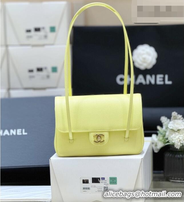 Famous Brand Chanel Small Flap Bag in Grained Shiny Calfskin AS6130 Yellow Spring-Summer 2026 Top Quality