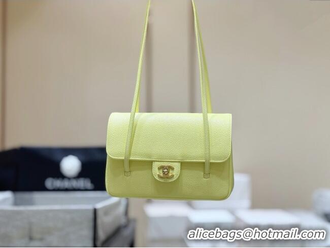 Famous Brand Chanel Small Flap Bag in Grained Shiny Calfskin AS6130 Yellow Spring-Summer 2026 Top Quality